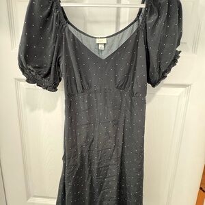 A New Day Charcoal Puff Sleeve Midi Dress